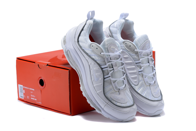 2018 Men Nike Air Max 98 20th Anniversary All White Grey Line Shoes